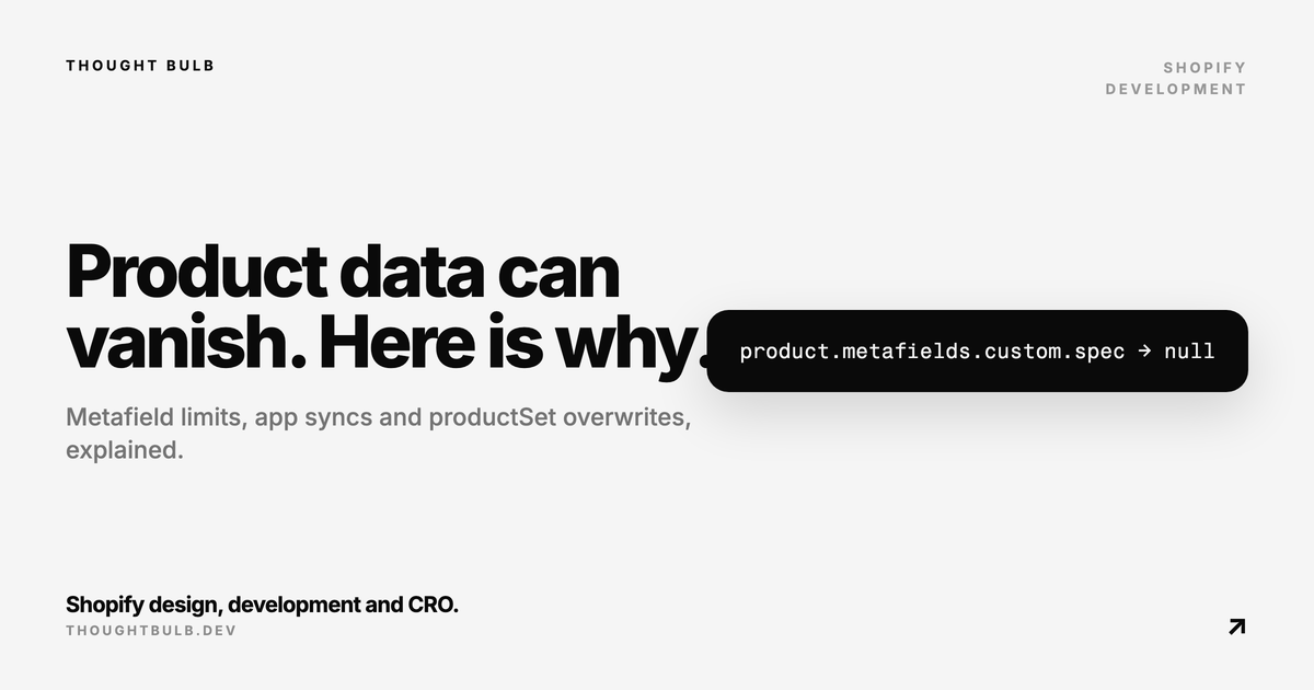 Shopify Product Metafields Disappearing? Limits and productSet Fixes