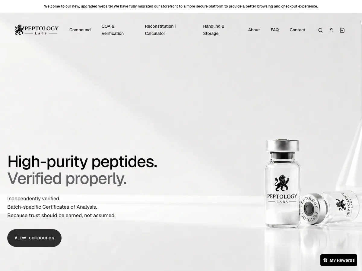 Peptology Labs storefront preview