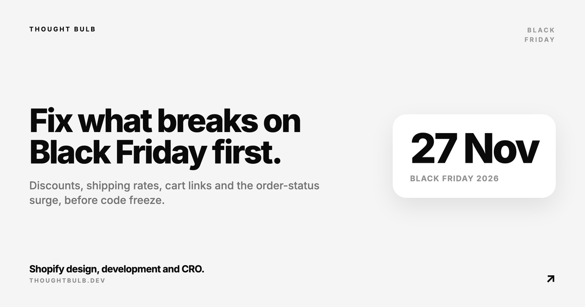 Typographic card reading Black Friday readiness, 27 November 2026